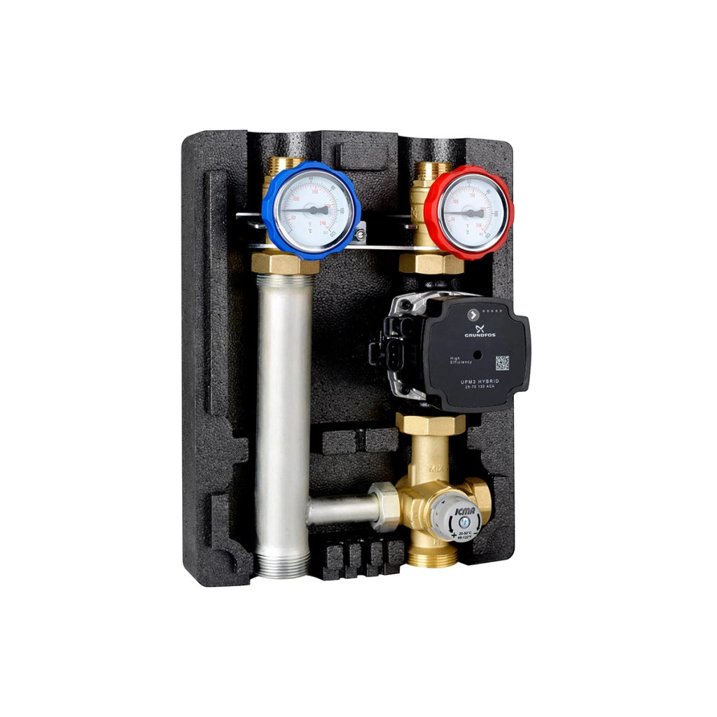 GRUPPO RILANCIO con Miscelazione a PUNTO FISSO DX con Pompa YONOS PARA RS25/6 (30°-70° C) 1"M-1"M