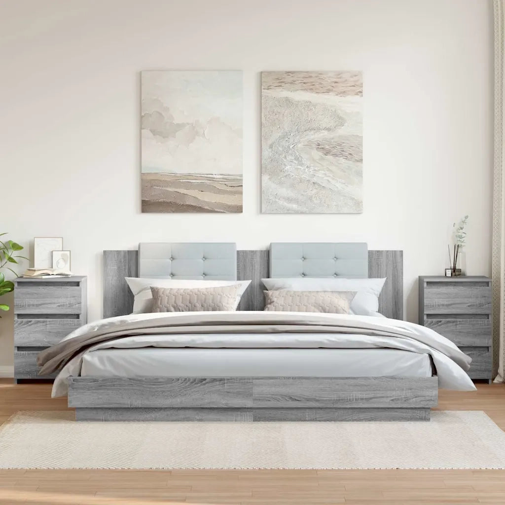 Set di 2 Comodini | Armadio da Notte | Mobiletto da notte Grigio Sonoma 40x35x62,5 cm in Legno Multistrato