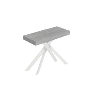 Consolle Allungabile 90-196x40x77 cm Saki Small Cemento Gambe Bianche