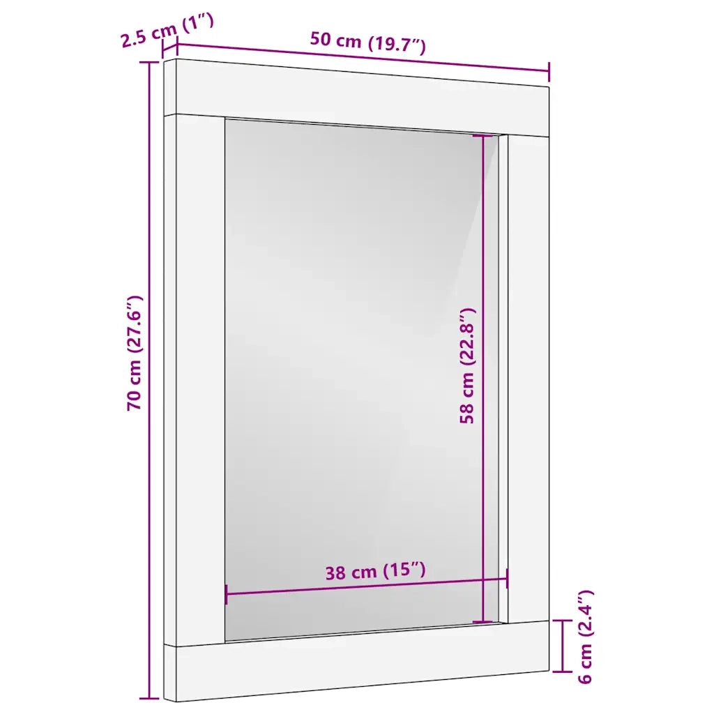 Specchio Rettangolare Marrone e Argento 50 x 2,5 x 70 cm