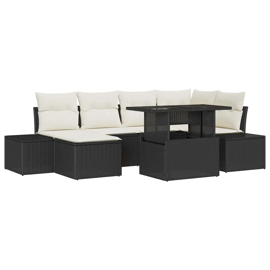 Set Divano da Giardino con archiviazione 7 pcs Nero Poly Rattan 3357950
