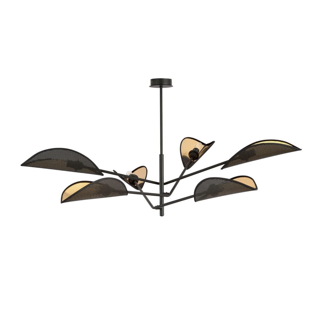 Lampadario Emibig Vene 6 luci E14 nero-oro 102x51cm