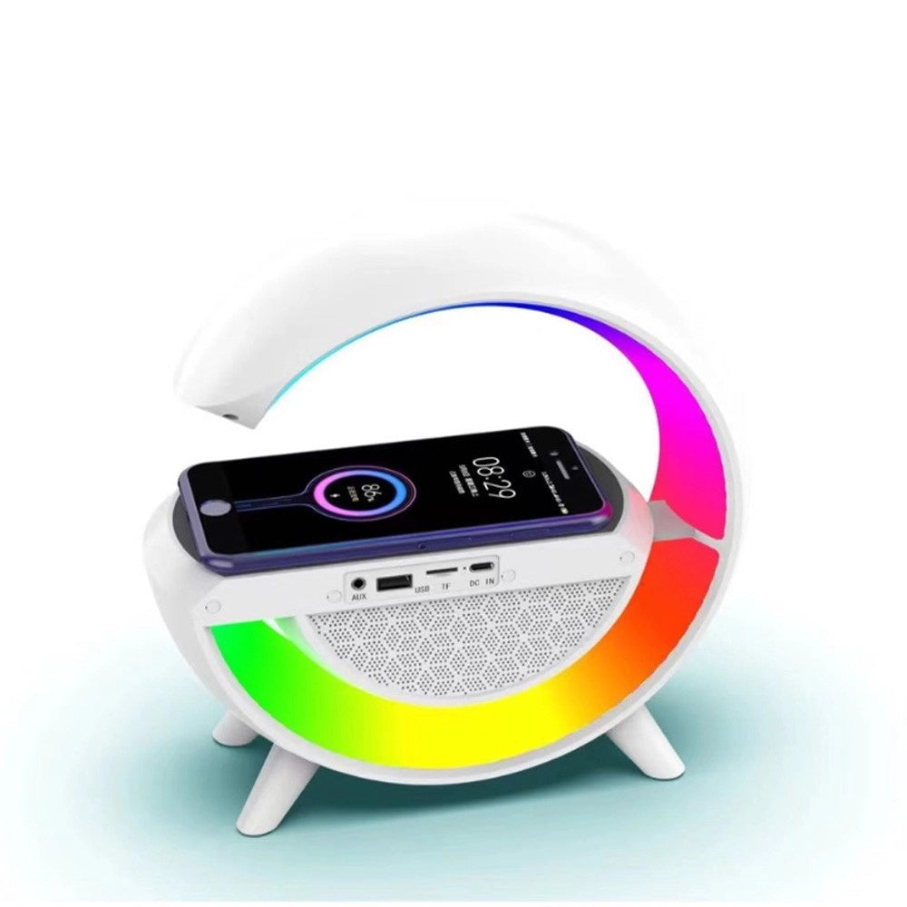 Trade Shop - Lampada Led Caricabatteria Wireless Cassa Speaker Bluetooth Musica Altoparlante -