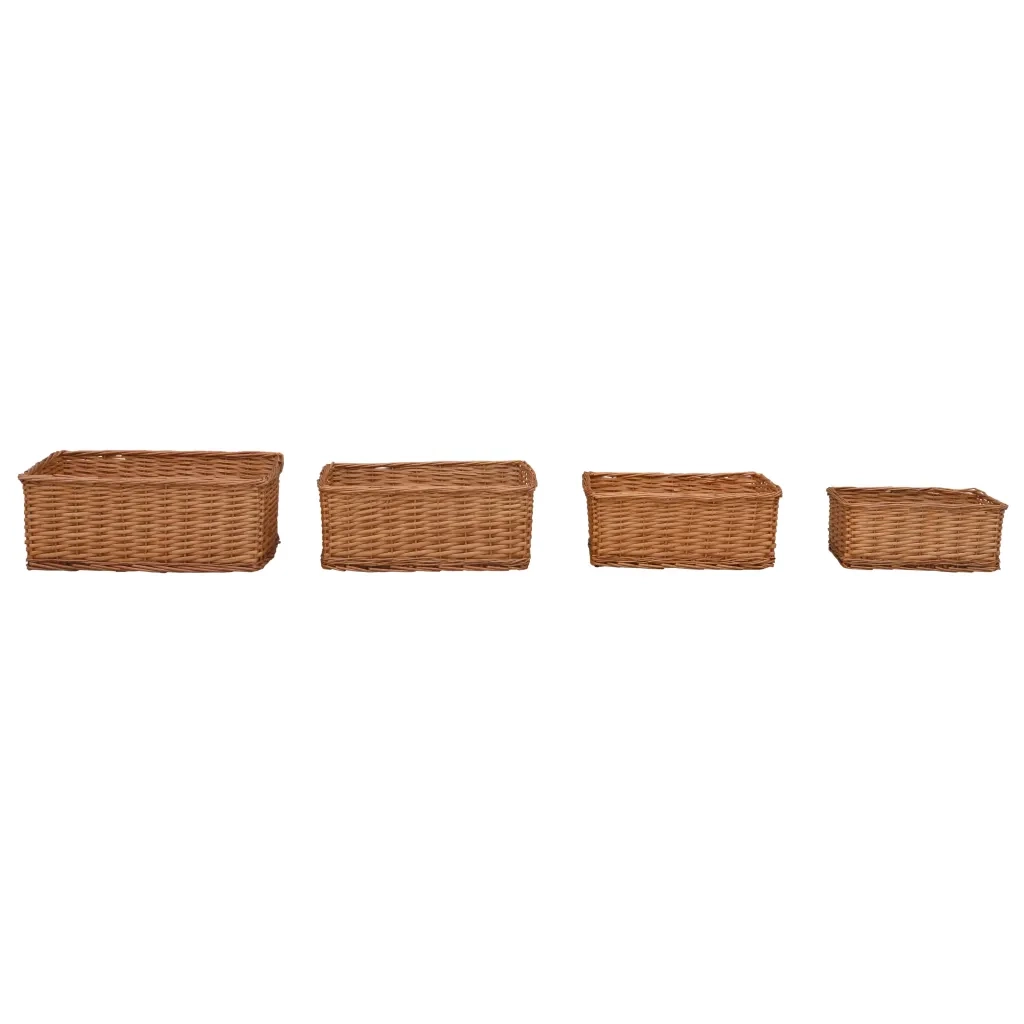 Set Cestini Impilabili 4 pz Marroni in Salice 286981