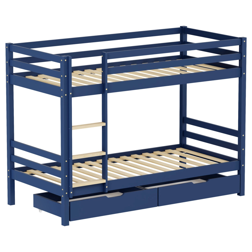 Letto a castello per bambini 190x90cm blu scuro con cassetti AMBRE