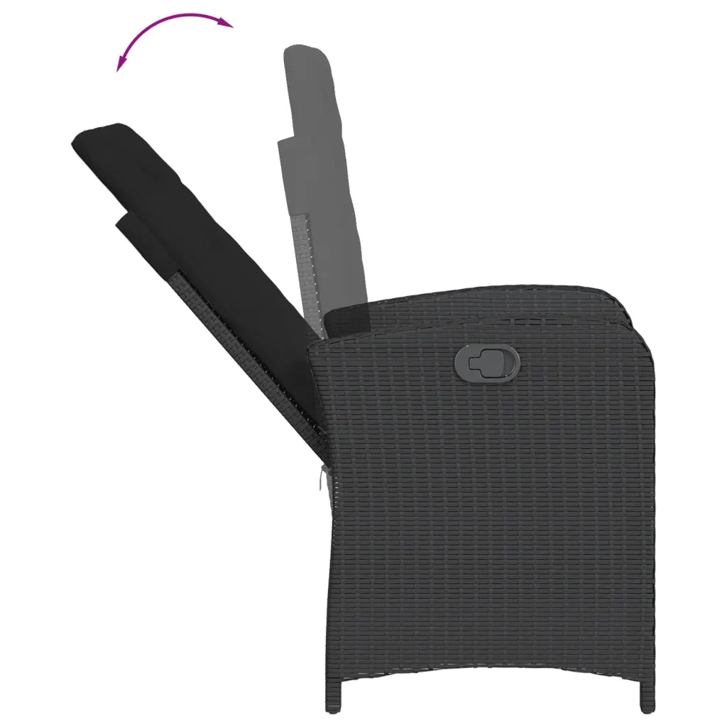 Set da Pranzo da Giardino 3 pz con Cuscini Nero in Polyrattan 3212230