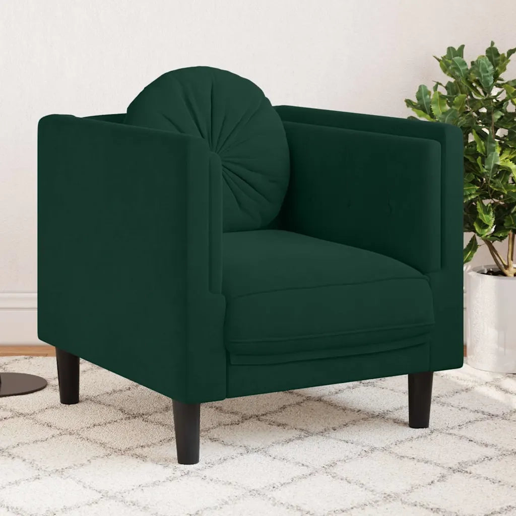 Poltrona | Sedia Relax con Cuscino Verde Scuro in Velluto