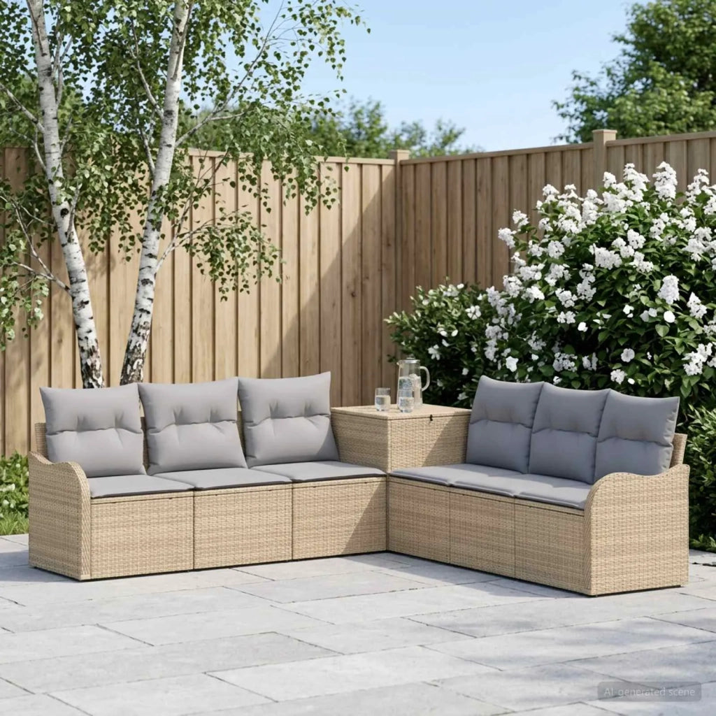 Set di divani 7 pz Beige e Grigio Chiaro 3448689
