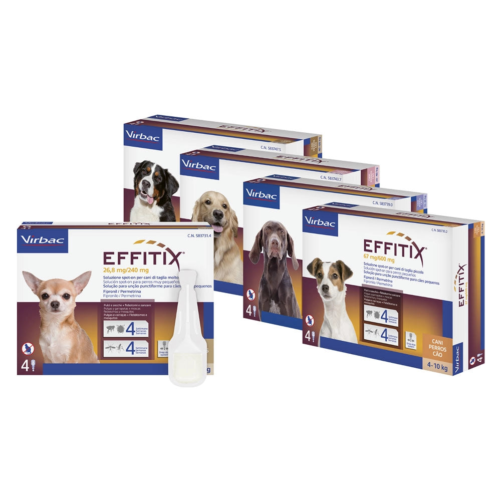 ANTIPARASSITARIO 'EFFITIX' 'Cane Medium' da 10 a 20 kg  - 4 pipette ml 2,2  - VIRBAC