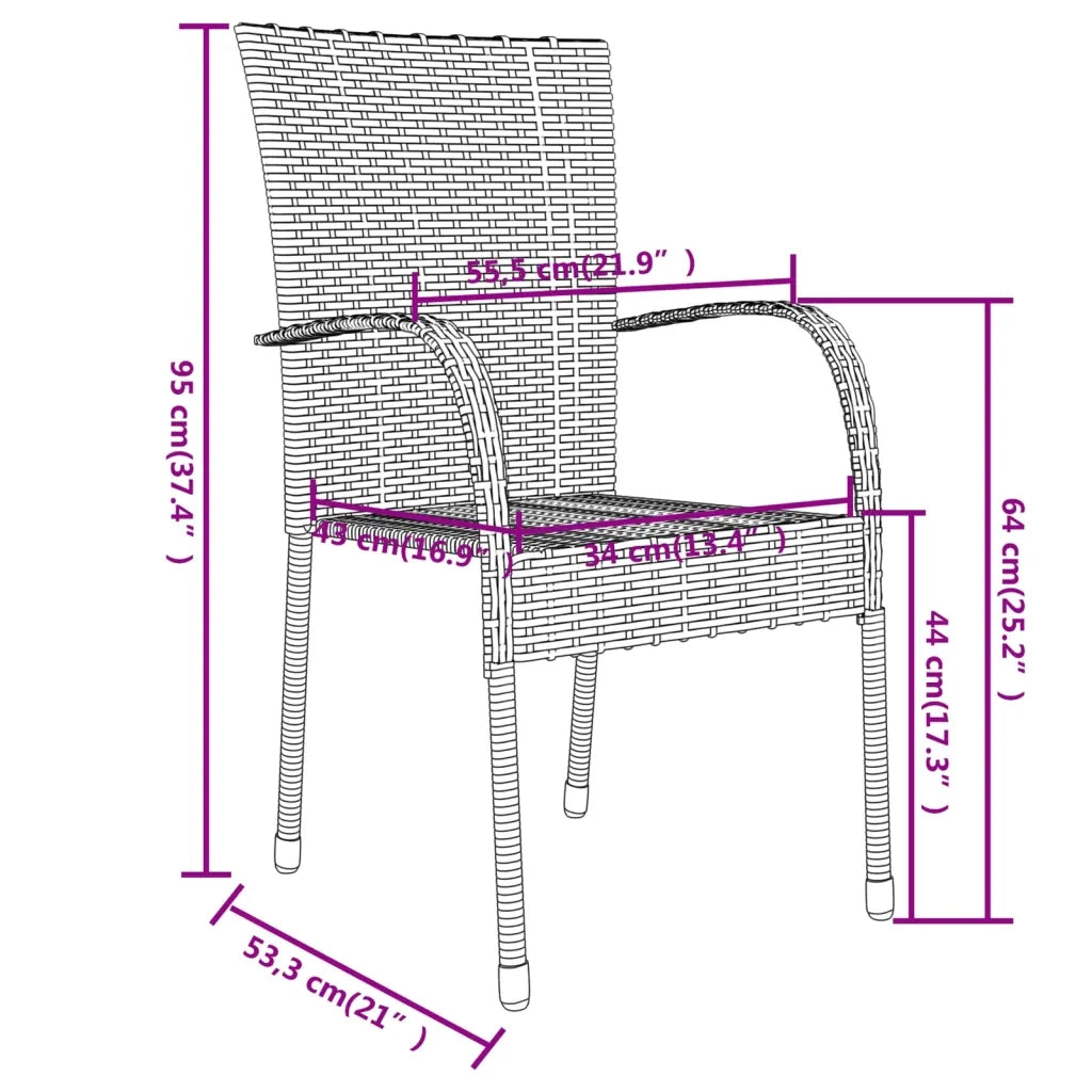 Set Mobili da Pranzo per Giardino 3 pz in Polyrattan Grigio 3098029