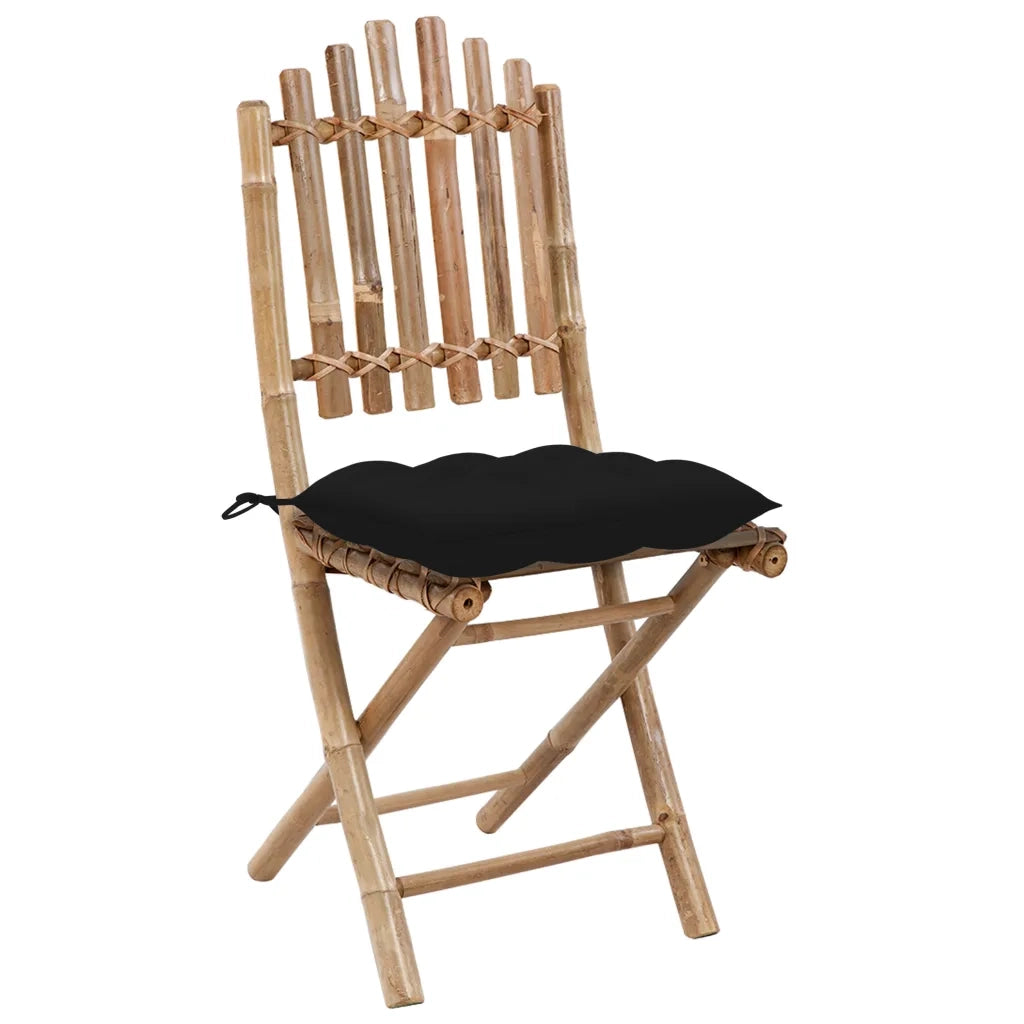 Set da Pranzo da Giardino 5 pz Pieghevole con Cuscini in Bambù 3063982