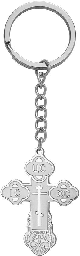 Sostegno per Chiave a Croce - Acciaio Inossidabile - Resistente al Calore - Decorazione per Chiavi/Zaino/Sostegno Auto - 25 mm x 33,5 mm - Simbolo Religioso