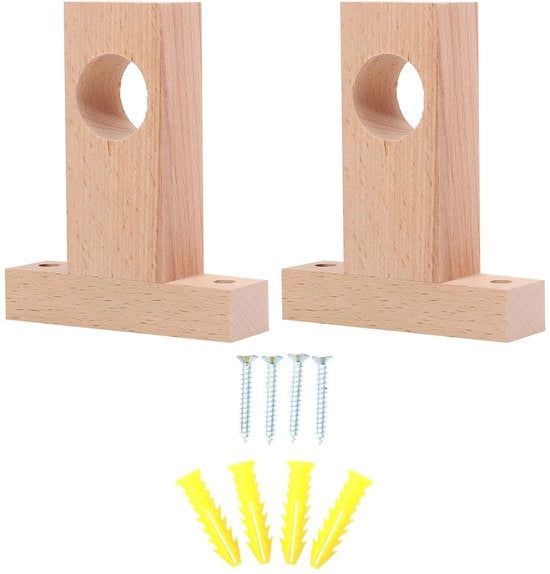 Accessorio per tenda da bagno - Maniglione per tenda in legno - Maniglione per tenda - Decorativa piastra - 2 pezzi - 11,50 x 9,70 x 2,50 cm - Maniglione per tenda