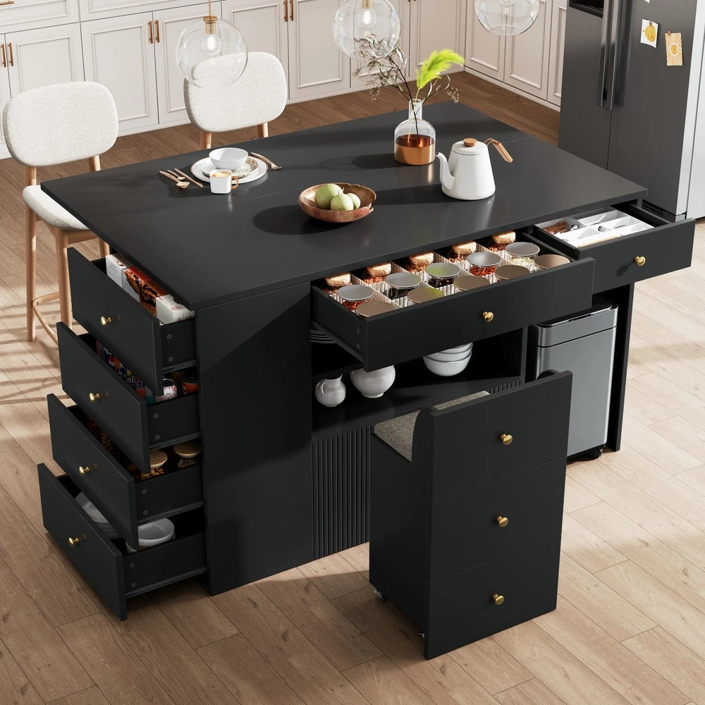 Isola Cucina con Sgabelli e Cassetti ¨C Xylo ¨C Bianco/Nero, 140x40x89 cm