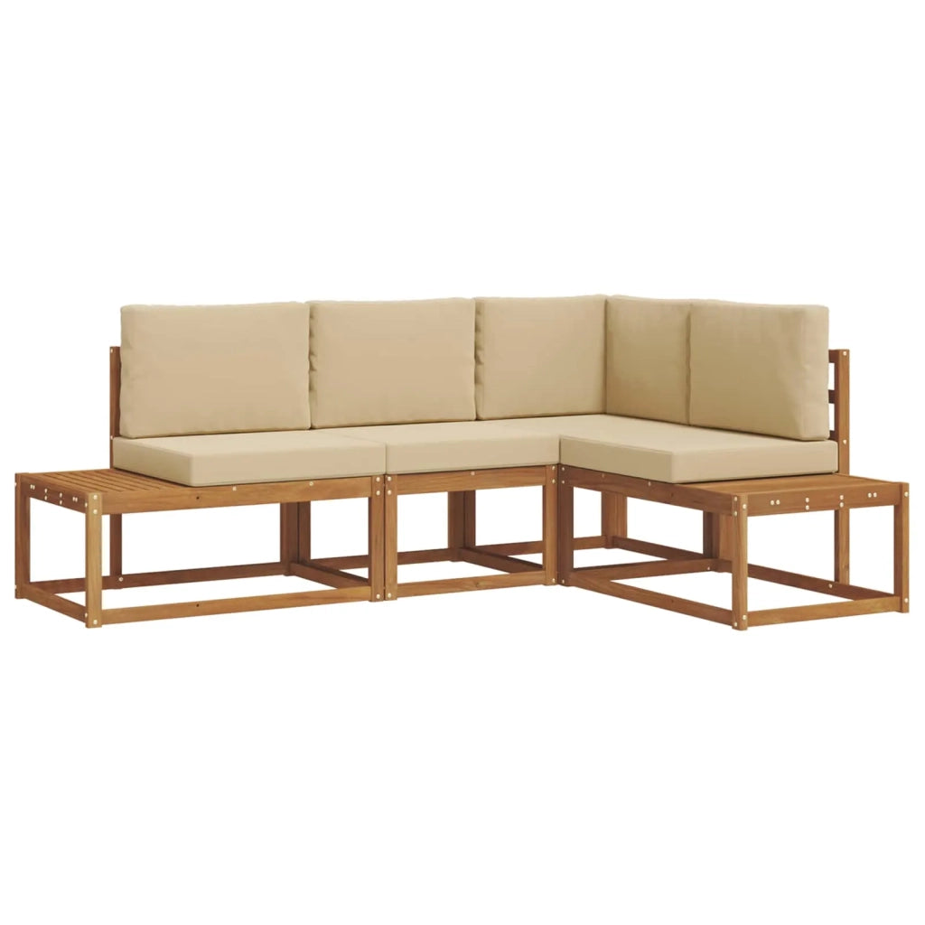 Set di divani da esterno con cuscino 4 Pezzo Naturale e Beige 3366951