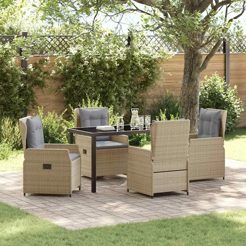 Set da Pranzo per Giardino 5 pcs Beige e Grigio Chiaro
