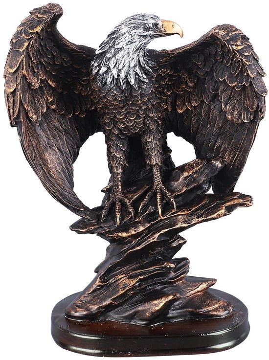 Statua di bronzo di Aquila - Scultura in cera - Oggetto decorativo per interni - Decorazione per salotto - Design antico - 18,5x10x24,5cm