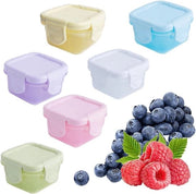 Set di contenitori in plastica per conservazione alimentare 60ml - Set di 6 piccoli contenitori con coperchio - Resistente al forno a microonde e impermeabile - Contenitori alimentari riutilizzabili - Contenitori per salse - Portatile per uso in viaggio