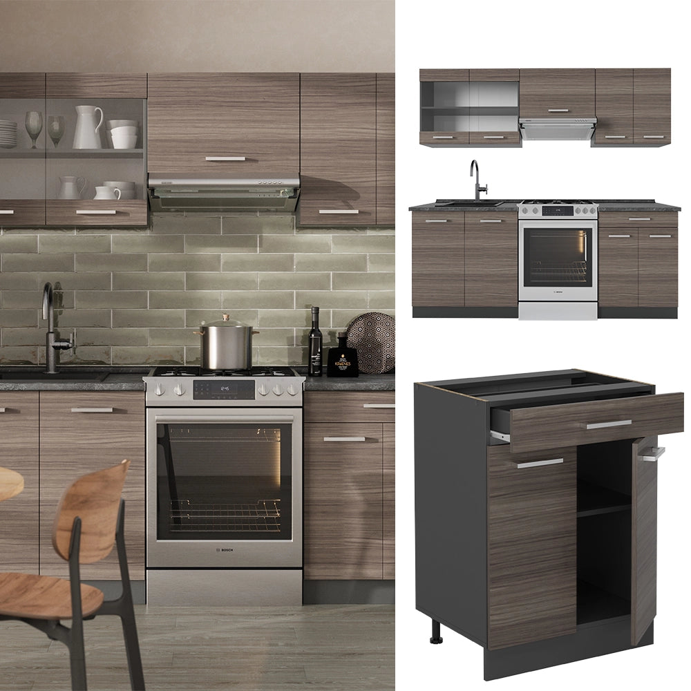 Cucina componibile R-Line Grigio nobile/Antracite 200 cm, PL Marmo Vicco