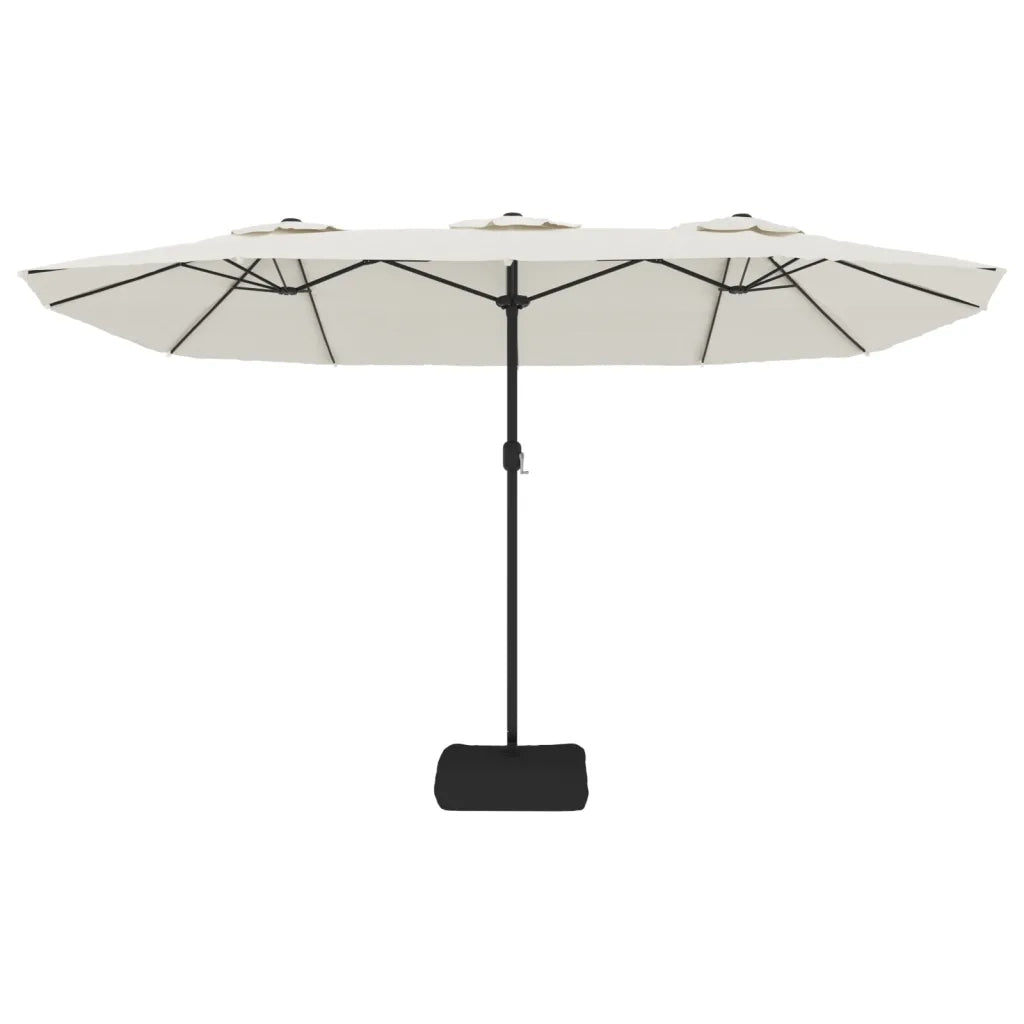 Ombrellone a Doppia Testa con LED-Ombrello da giardino Bianco Sabbia 449x265 cm