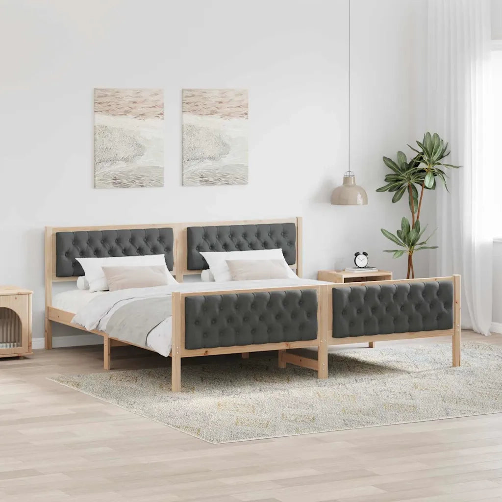 Struttura del letto Grigio scuro 200 x 200 cm Pino massello 3394269