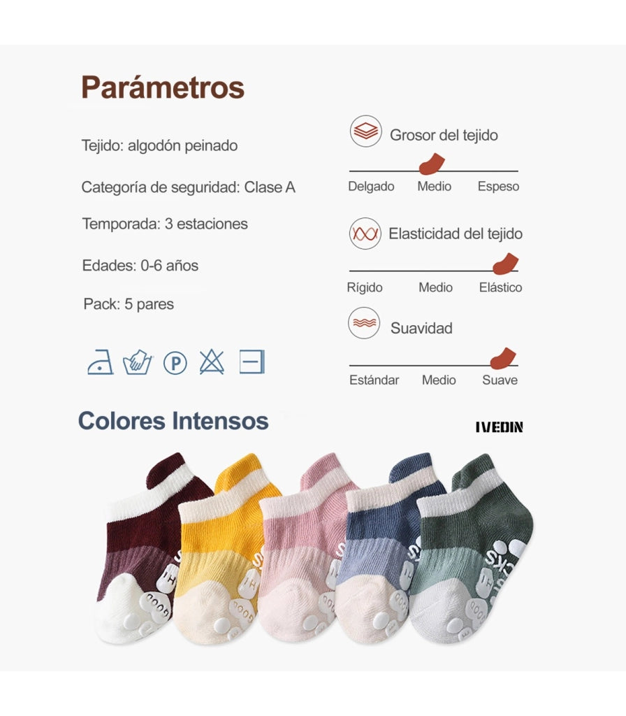 Calzini Caviglia Antiscivolo per Neonati | Colori Divertenti | 0 mesi a 5 anni
