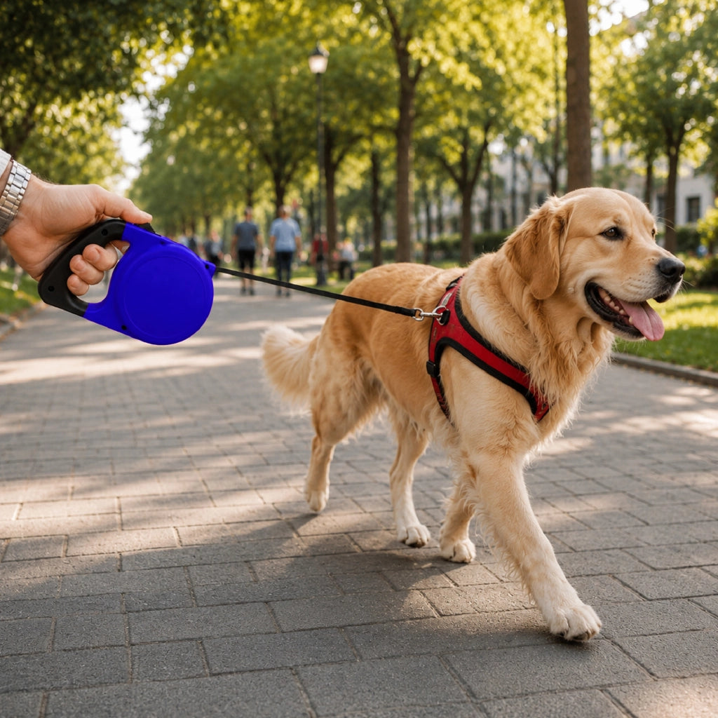Set 3 Guinzagli Estensibili per Cani con Sistema Retrattile e Pulsante di Blocco – Disponibile da 5 m fino a 20 kg o da 8 m fino a 30 kg  Blu - 8Metri-30Kg