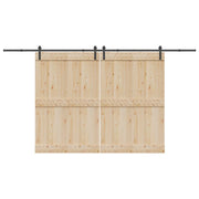 Kit di Binari per Porte Scorrevoli 400 cm Acciaio Nero
