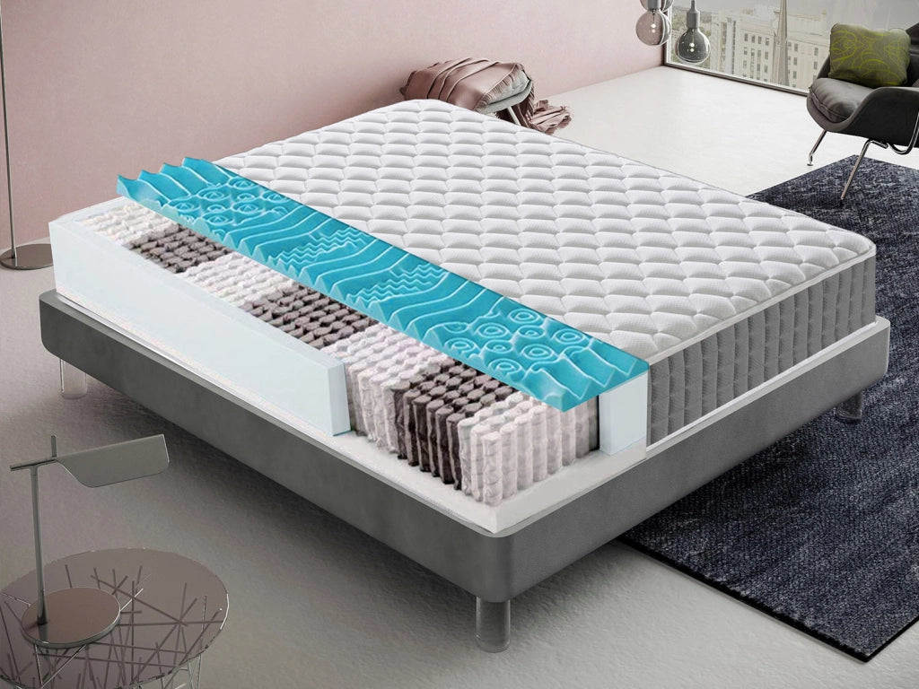 Materasso Matrimoniale 200x200 Molle insacchettate e memory foam 9 Zone differenziate Altezza 22 cm