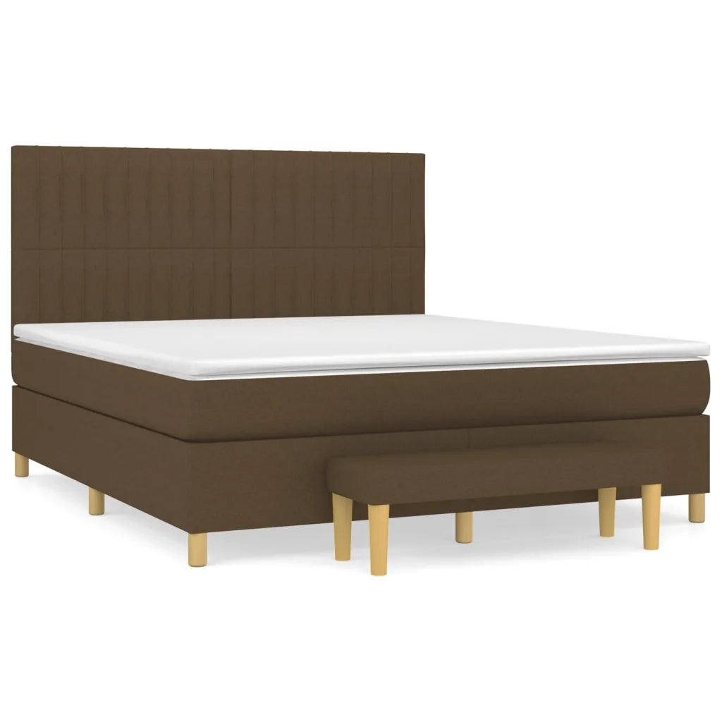 Giroletto a Molle con Materasso Marrone Scuro 160x200cm Tessuto