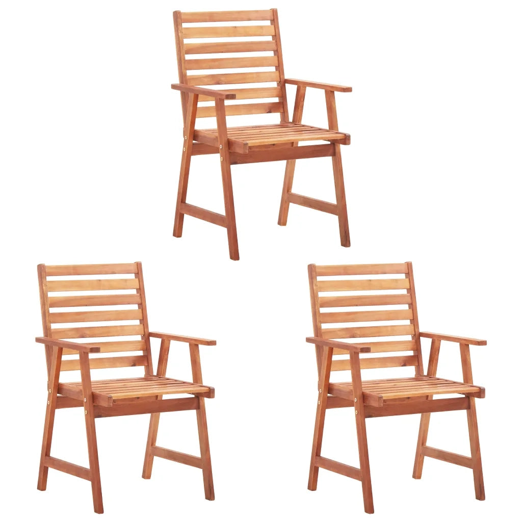 Sedie da Pranzo da Esterni con Cuscini 3 pz Massello di Acacia 3064357