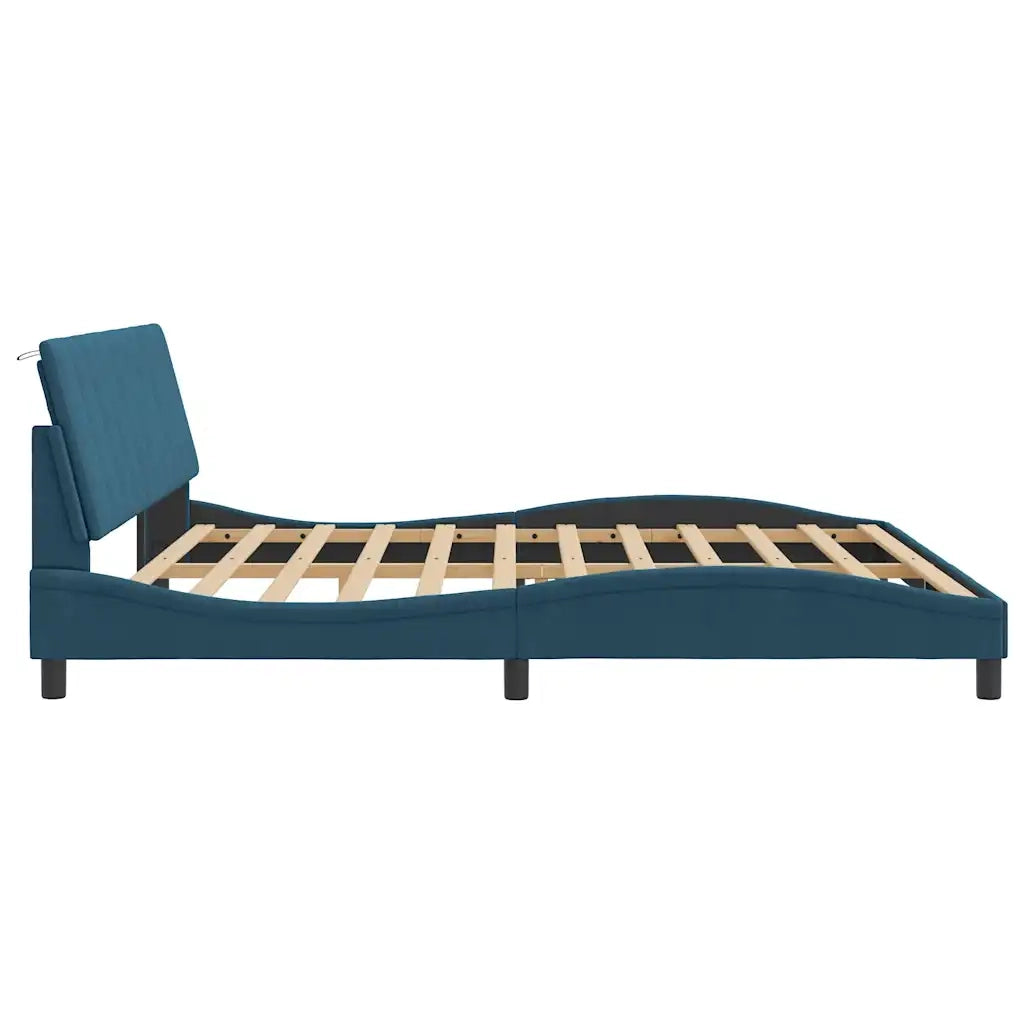 Letto matrimoniale | Letto per adulti | Giroletto senza Materasso Hanko Blu 200x200 cm in Velluto