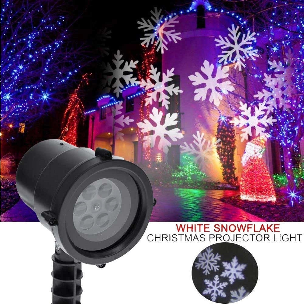Trade Shop - Proiettore Laser Led Rgb Natale Esterno Giochi Luce Fiocchi Di Neve Bianco -
