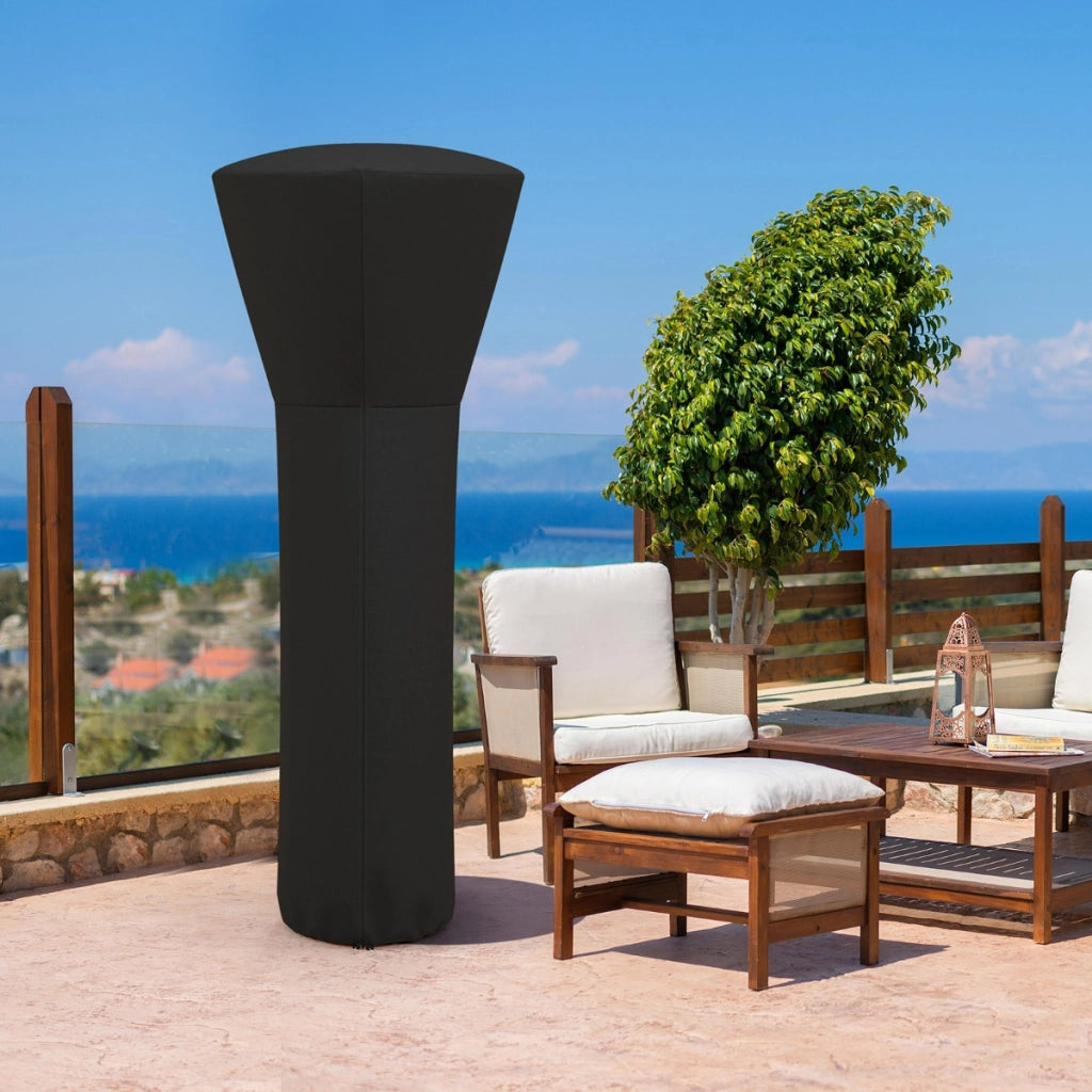 Copertura per riscaldatore da patio con cerniera e borsa per trasporto, Copertura per riscaldatore a propano da esterno Nero-Stufe a fungo