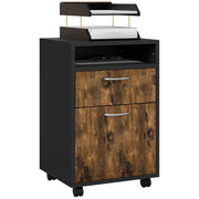 Cassettiera con Cassetto e Ripiano ¨C Minimal ¨C Marrone e Nero 40x35x60cm