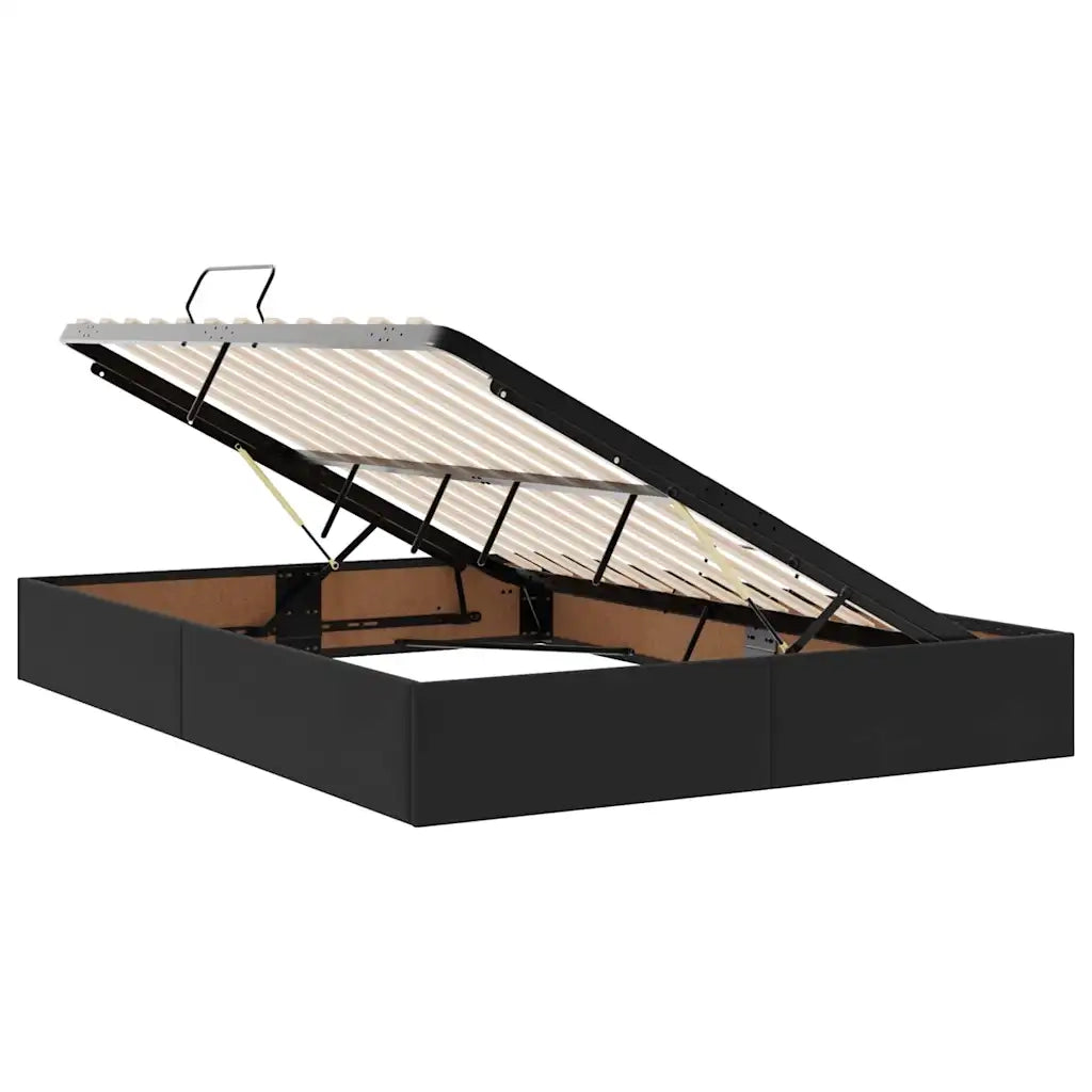 Letto con contenitore e LED con led Nero 140 x 190 cm Velluto