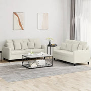 Set di Divani 2 pz con Cuscini Crema in Velluto