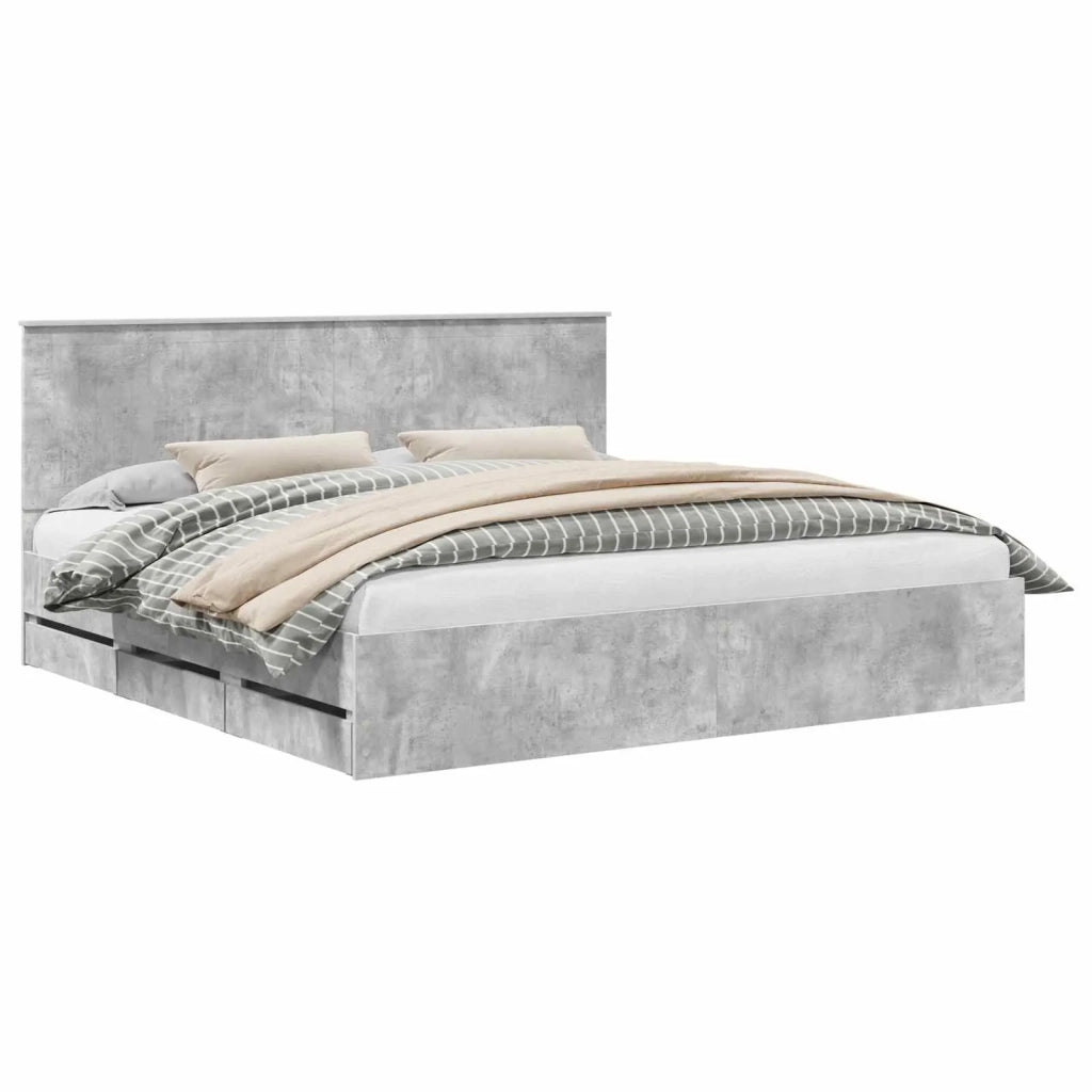 Struttura del letto con cassetto Grigio cemento 200 x 200 cm 3411085