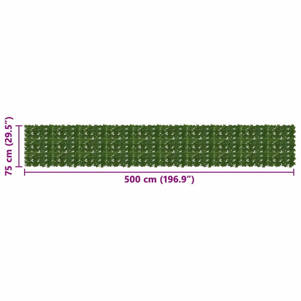 Paravento da Balcone | Schermo per balcone con foglie Verde 500 x 75 cm