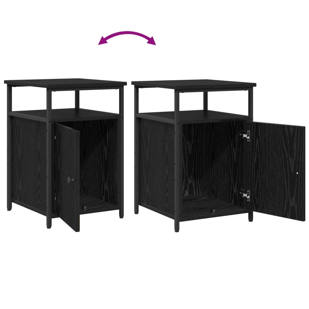 Comodino | Armadio da Notte | Mobiletto da notte con cassetto Rovere nero Legno multistrato