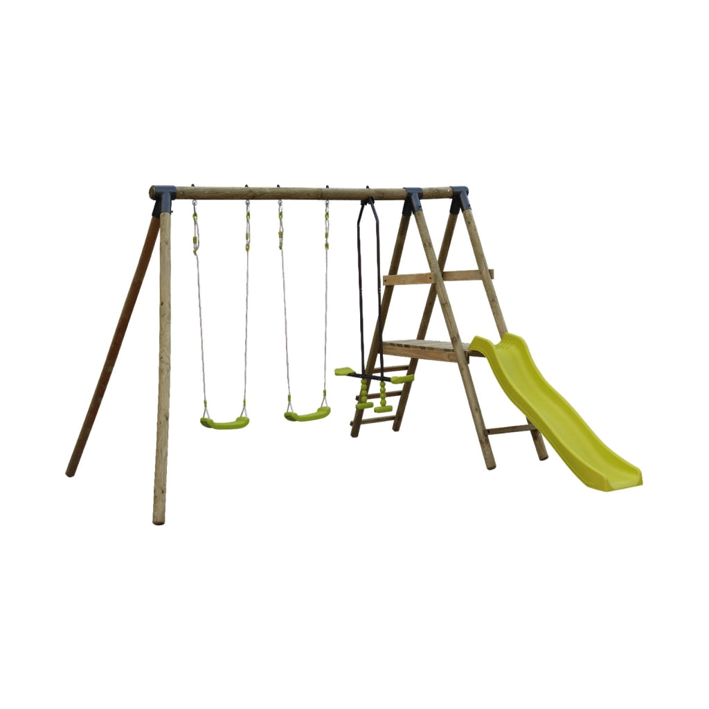 Altalene da giardino con scivolo, 6 posti, verde