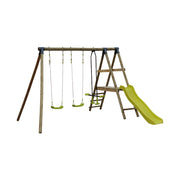 Altalene da giardino con scivolo, 6 posti, verde