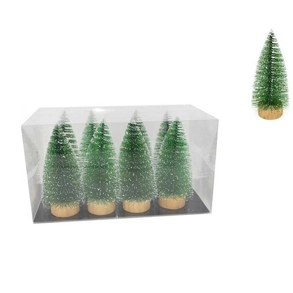 Trade Shop - Set 8 Alberelli Innevati Mini Albero Di Natale 16cm Decorazioni Addobbi Natalizi -