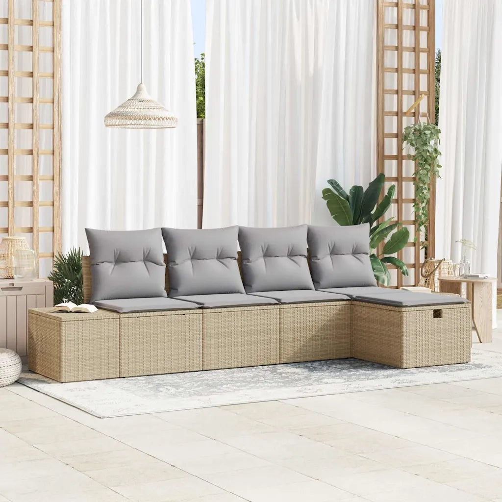 Set Divano da Giardino con cuscino 5 pcs Beige polyrattan 3359359