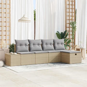 Set Divano da Giardino con cuscino 5 pcs Beige polyrattan 3359359
