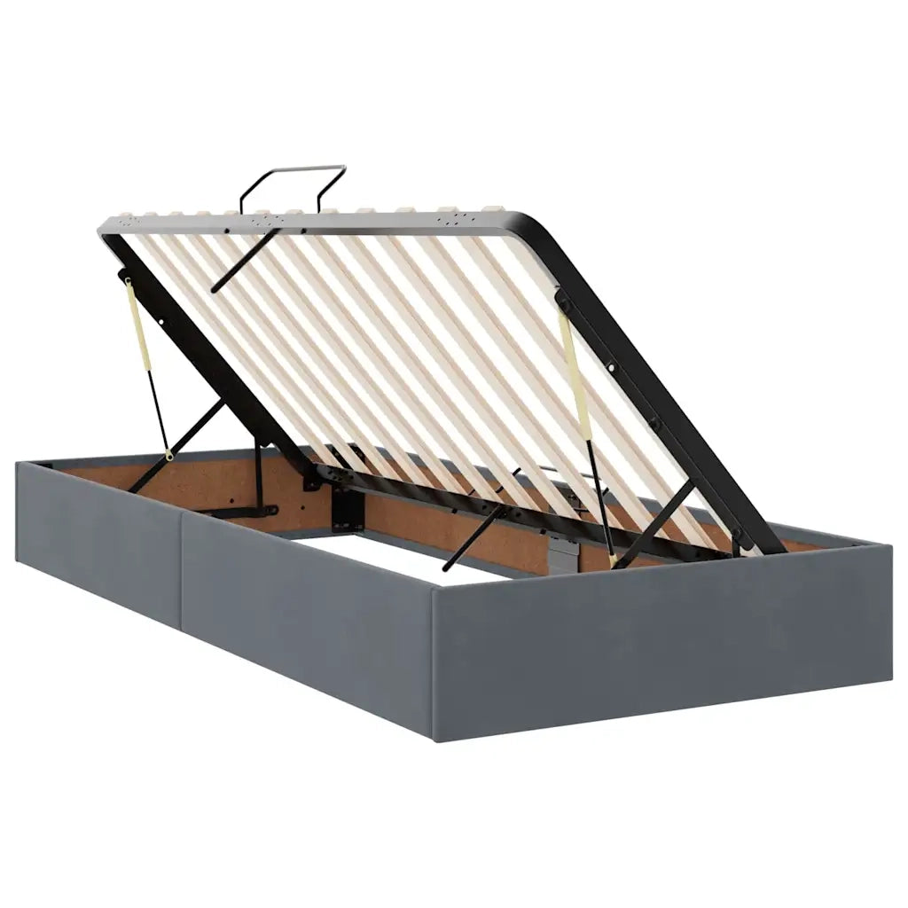 Letto con contenitore e LED Grigio scuro 90 x 200 cm Velluto 3372700