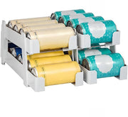 Organizzatore per frigorifero, dispenser per bottiglie, supporto per bottiglie, 2 animali, cassetta rotativa, frigorifero, organizzatore per bevande 250 ml/330 ml, bottiglie di bevande, birra, soda, bottiglie, in materiale BPA-free.