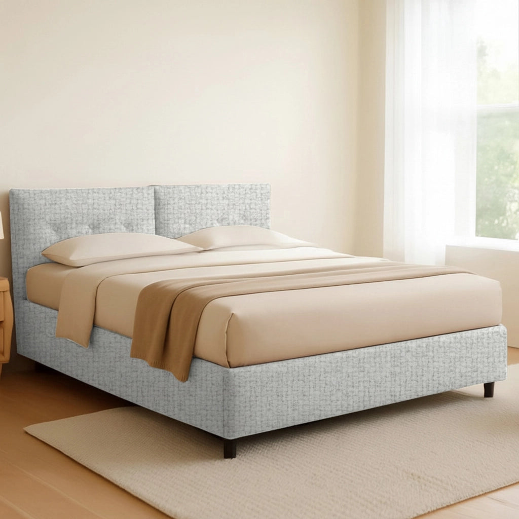 Bath, Letto Matrimoniale Sfoderabile Made in Italy, Grigio Chiaro