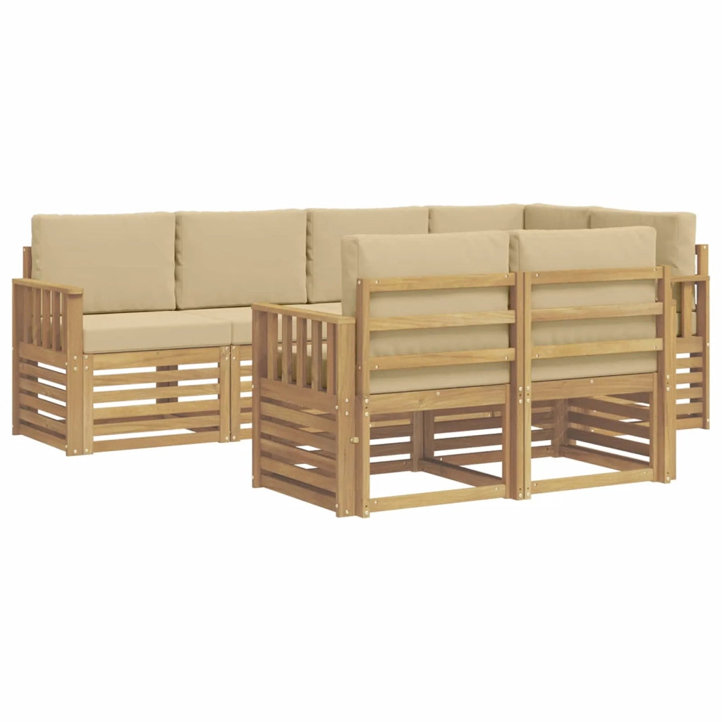 Set di divani da esterno 7 pcs Bianco e Beige 3391988