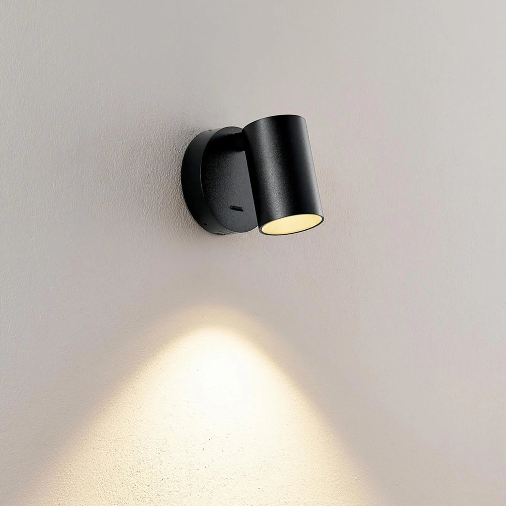 Applique lampada lettura comodino GU10 orientabile USB ricarica smartphone ON/OFF luce camera letto soggiorno NERO